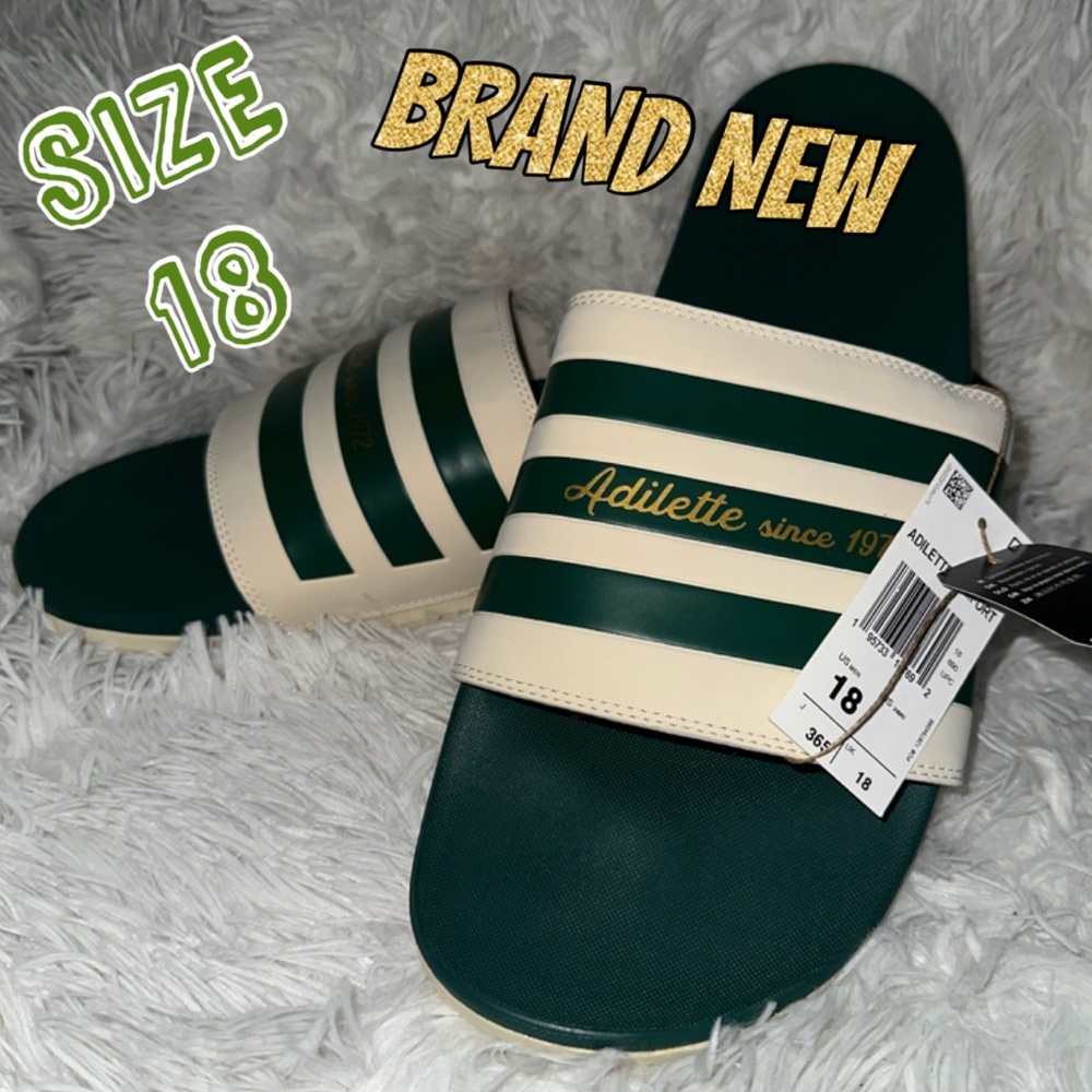 Adidas ADILETTE COMFORT Slide Size 18 Sandal Collegiate Green Sandal Shoe GW8754